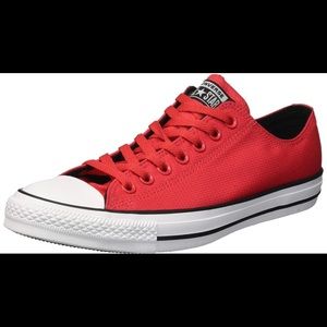 Red Nylon low top Converse
